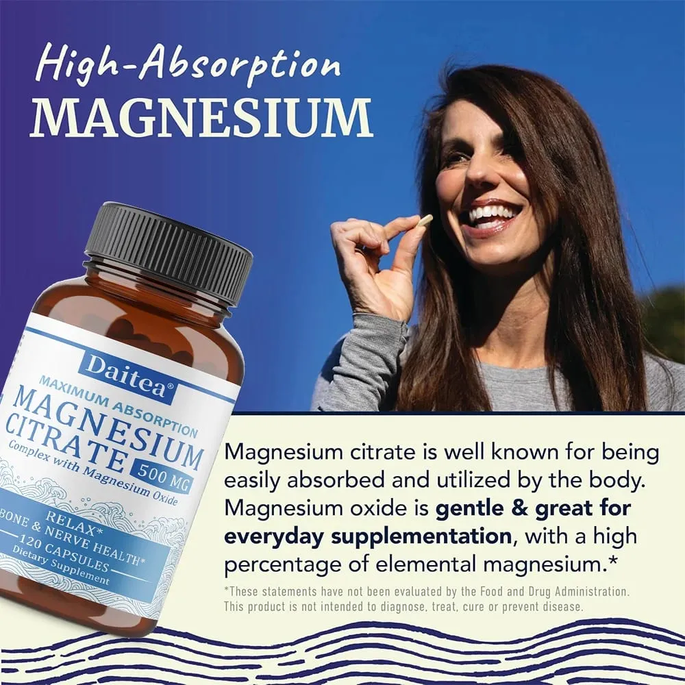 Complexo de citrato de magnésio 500 MG para relaxamento calmo e suporte à saúde da digestão - suplemento de magnésio de alta absorção — image 6