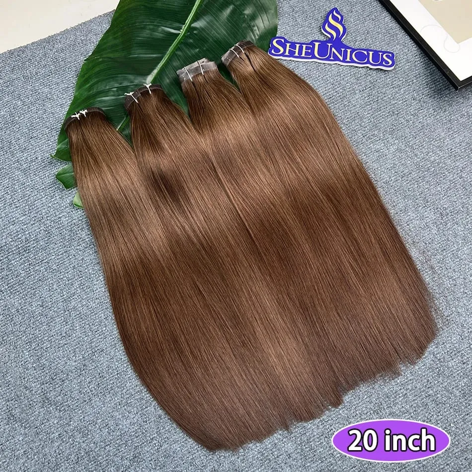 #2 cor em linha reta plutônio clipe ins extensões de cabelo 100% cabelo humano 100 g/set 7 pçs sem costura invisível trama do plutônio vietnam cabelo para mulher — image 6