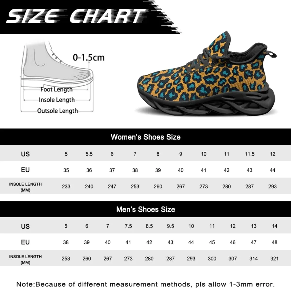 Trendy Leopard Print Men's Running Shoes Fashion Sneakers for Mens Slip-On Non Slip Men’s Blade Sneakers — image 5