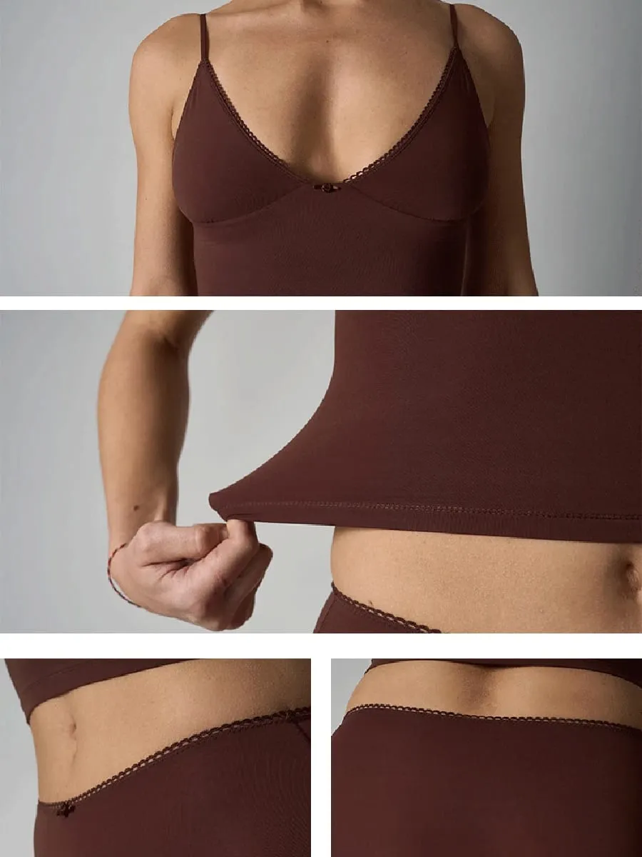 Conjunto de lingerie sem costura fina sólida feminina renda guarnição triangular copo camisola com boxer shorts alta elasticidade magro conjuntos de sutiã floral — image 6