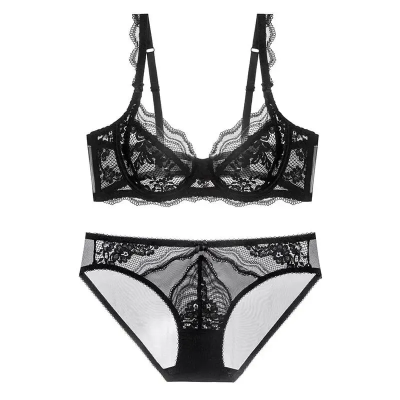 Nouvel Ensemble Plus Size Underwear Dentelle Ultra Fine Mode Style Français Uni Doux Armature Push Up Soutien Gorge Multi Taille — image 1