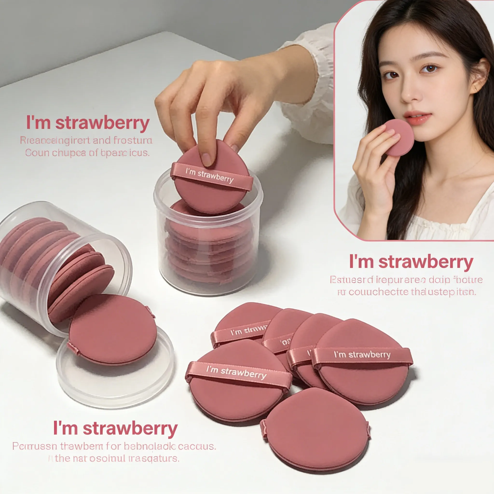 7 Pieces of Pink Drop-Shaped Powder Puff Suitable for Use with Dry Powder to Set Makeup or with Wet Powder for Foundation. — image 4