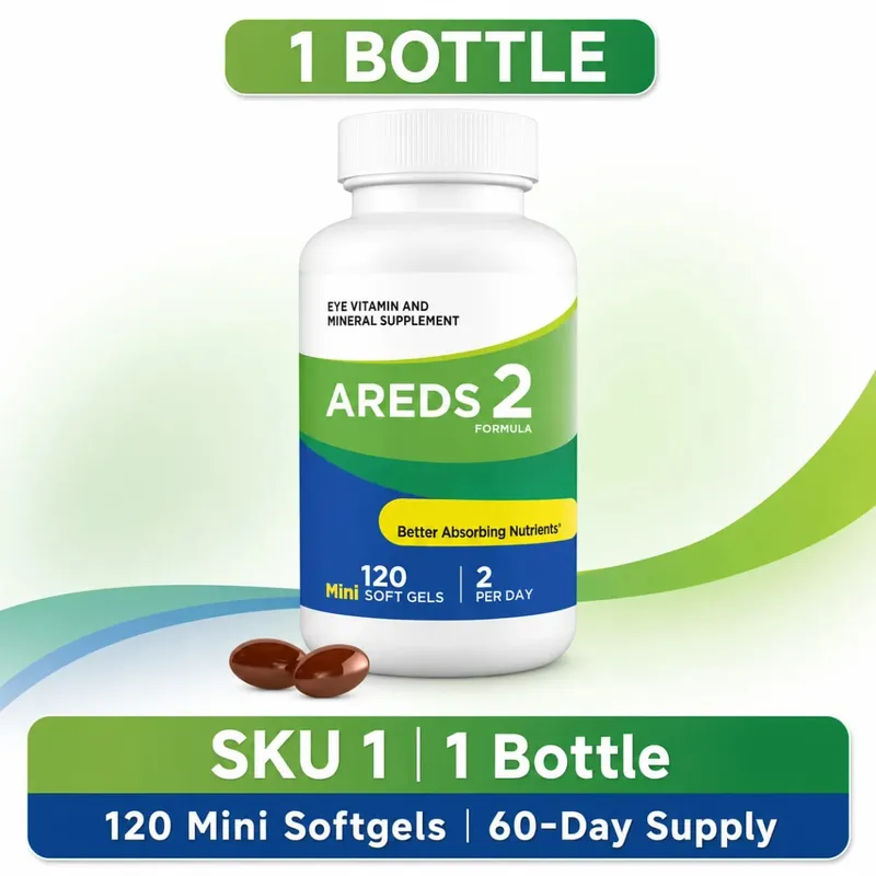 2 Formula Eye Vitamin Supplement with Lutein Zeaxanthin Vitamin C E Zinc & Copper 120 Mini Softgels for Vision Health