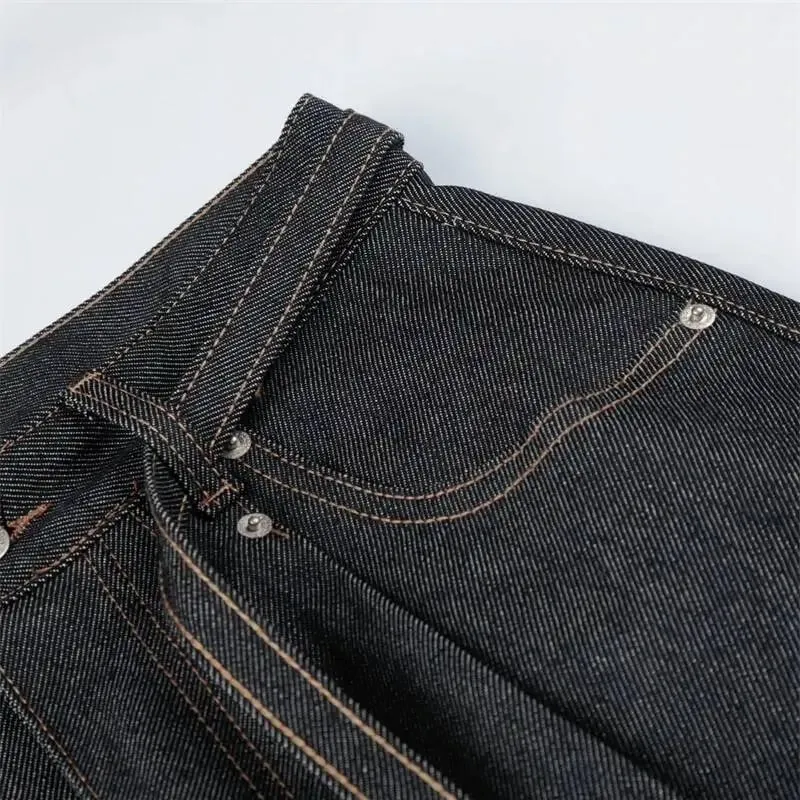 American-style Distressed Washed Jeans Visible Stitching Belt Unisex Loose-fitting Wide-leg Straight-leg Denim Pants 9X3768 — image 6