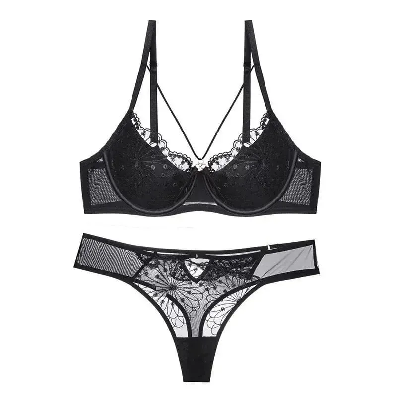 Pure Desire Sexig fransk spetsbh för kvinnor Sommar Tunn Cup Push-Up BH Casual Mode Underkläder Underkläder 34‑40 BANERDANNI