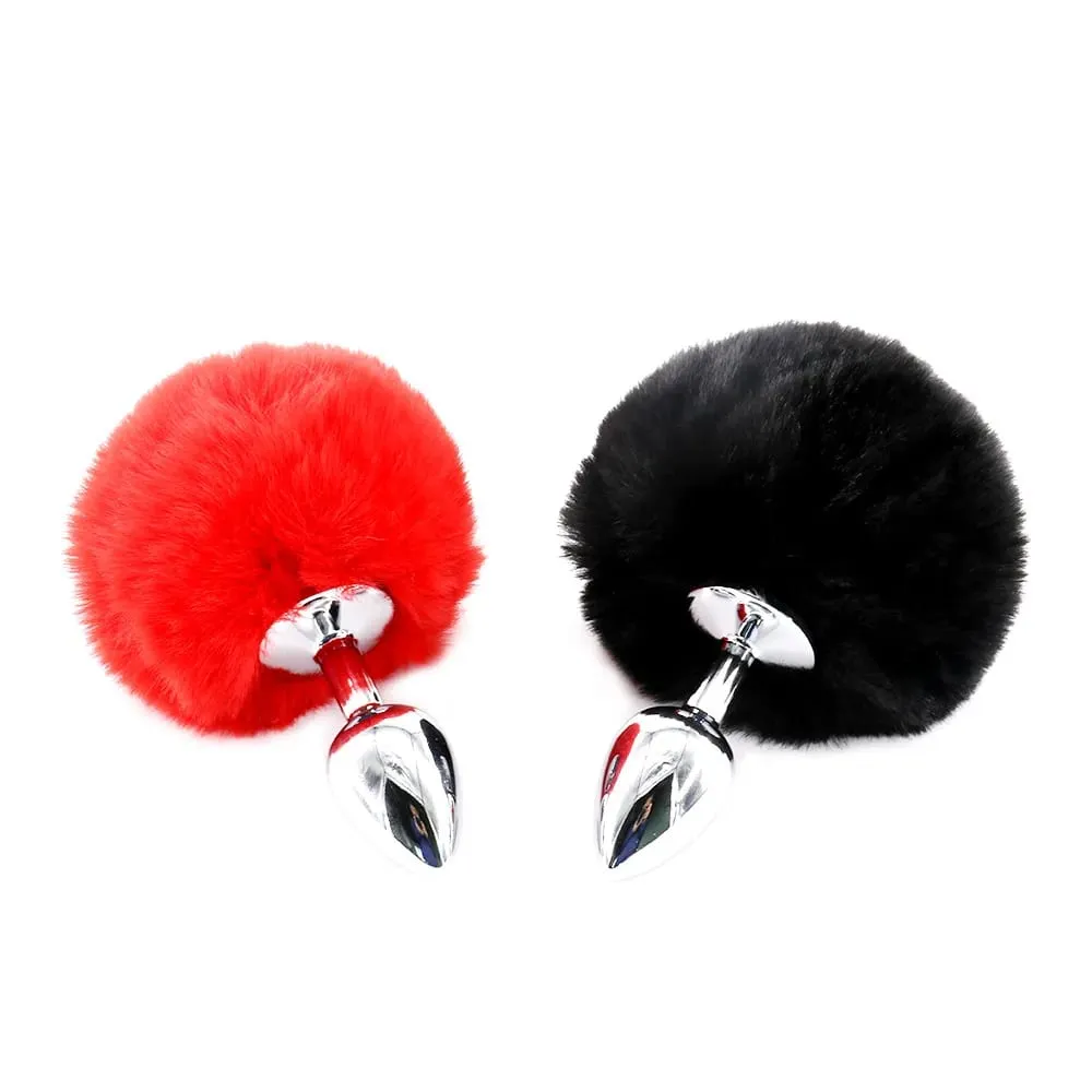 Aço inoxidável coelho cauda metal butt plug anal sexo brinquedo metal pelúcia anal plug massageador brinquedos sexuais para masturbador feminino — image 6
