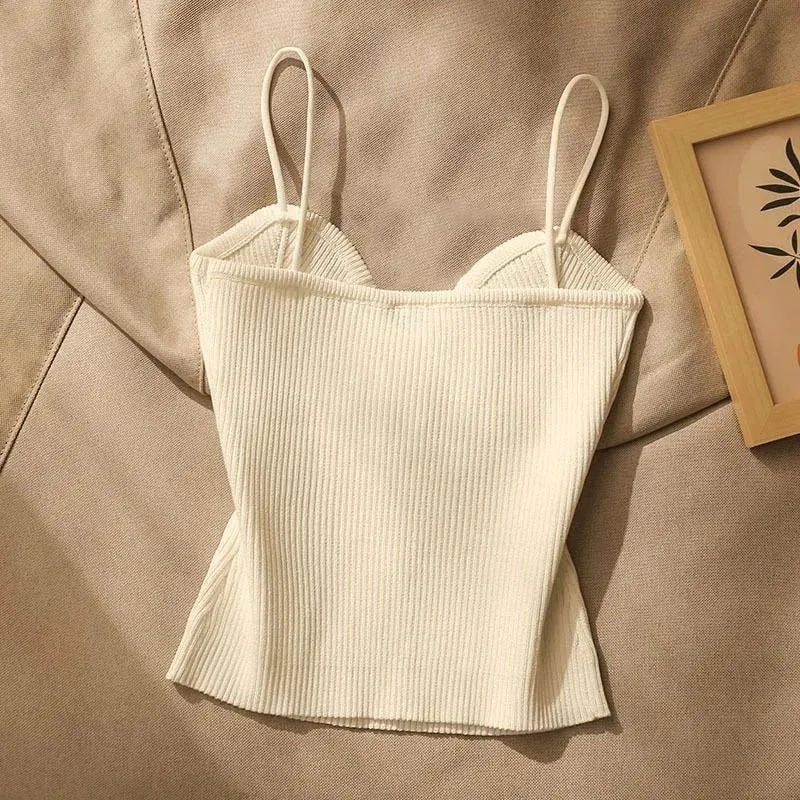 Summer Cross-Knit Suspender Women'S Sexy Beauty Camisole Slim Fit Sleeveless T-Shirt No Chest Pad Short Tank Tops Black White — image 3