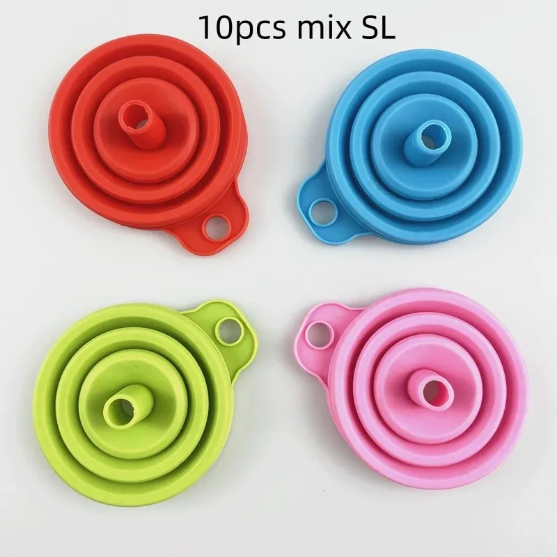 1/3/5/10 pcs S L Folding Silicone Funnel for Filling Bottles Kitchen Silicone Funnel Collapsible Kitchen Gadgets Oil Filler — image 22