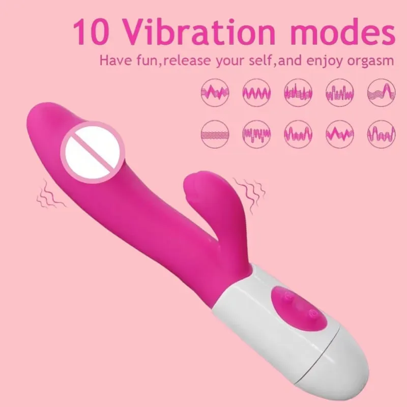 Silicone G-Spot Rabbit Vibrator Dual Vibration Clitoral Massager 10 Speeds Rechargeable Waterproof Pleasure Sex Toy for Women — image 2