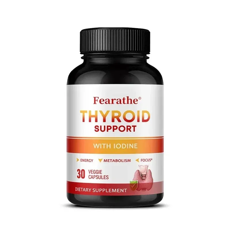 Thyroid Support Capsules Iodine Magnesium Vitamin B12 Complex Relieve Fatigue Mood Energy Metabolism & Mental Focus Supplement