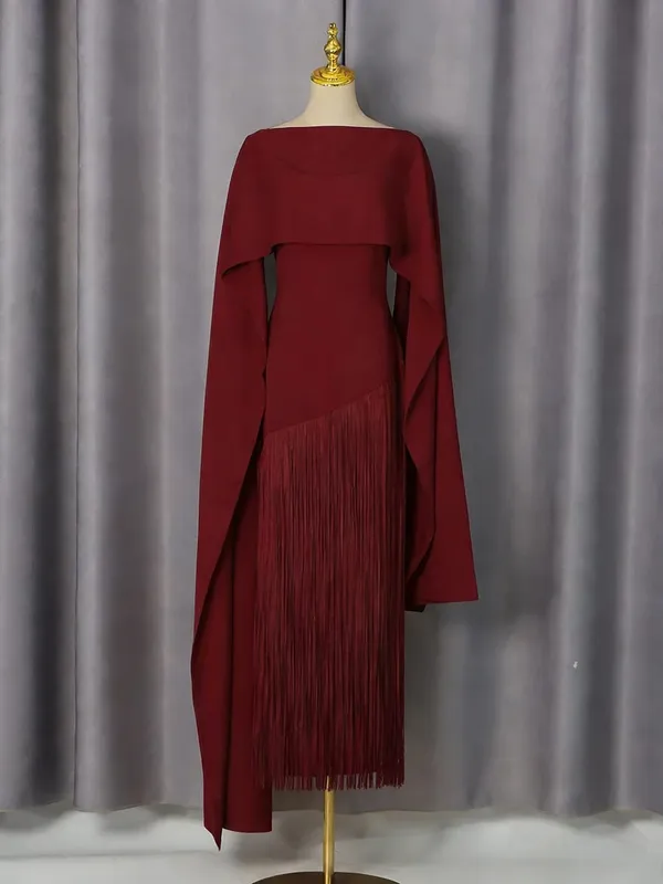 Solid Loose Spliced Tassel Chic Dresses for Women O Neck Sleeveless Luxury Elegant Dress Female Summer Fashion New — image 7