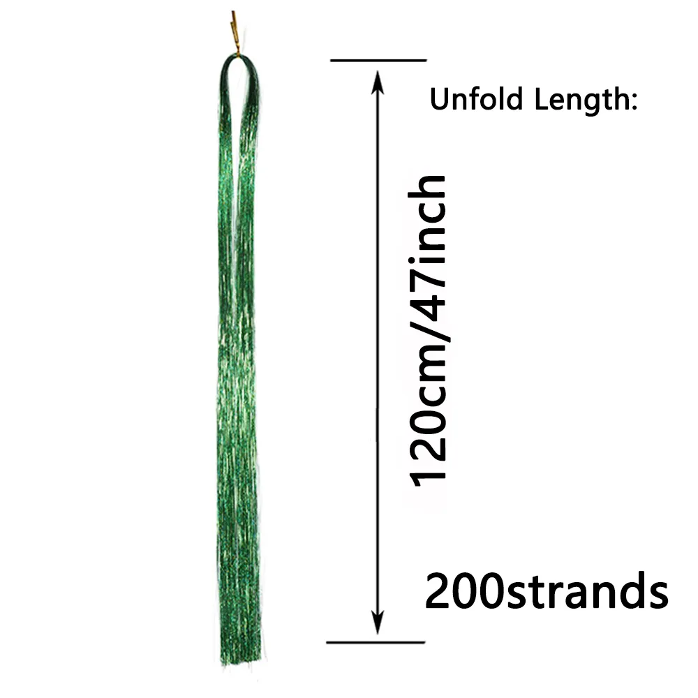 6Pcs/set Sparkle Shiny Hair Tinsel Hair Extensions Dazzles Women Hippie for Braiding Headdress Hair Braiding Tools Long 60cm — image 4