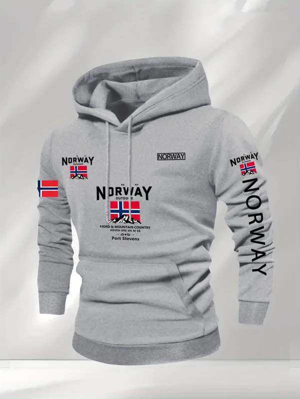 Norwegian Print Fashion Men Women Hooded Sweatshirt Autumn Winter Daily Outdoor Vacation Fitness Casual Loose Warm Sportswear — image 8