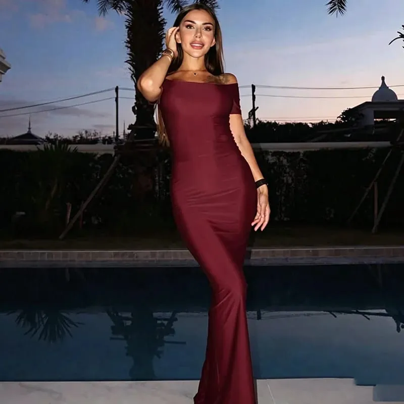 Women Summer New Off Shoulder Maxi Dress Daily Commuter Solid Sleeveless Tube Top Bodycon Long Dress Casual Layering Inner Wear — image 2