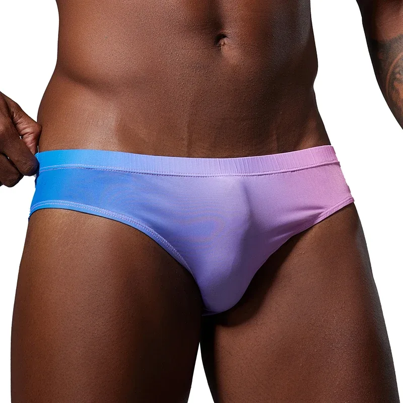 Roupa íntima triangular masculina com design fino de seda gelada, secagem rápida, alta elasticidade, cintura baixa, sexy, ajuste fino, moda jovem — image 3