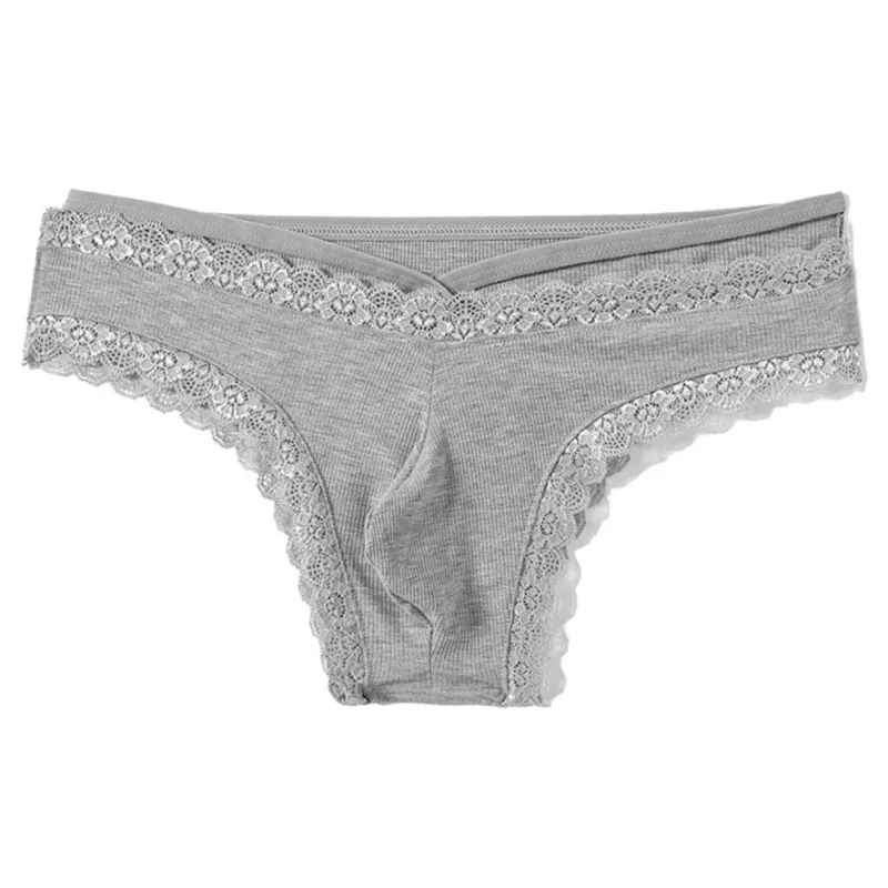 Herr Spetskant Sissy Gay Seamless Trosor Underkläder Medel midja Bulge Pouch Underkläder Solid Herrunderkläder med spetskant — image 6