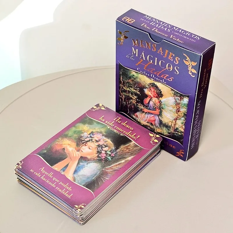 Magical Messages From The Fairies Oracle Deck 44 Pcs Spanish Cards Printed on 350GSM Double-embossed Cardstock 10.5*7.5cm