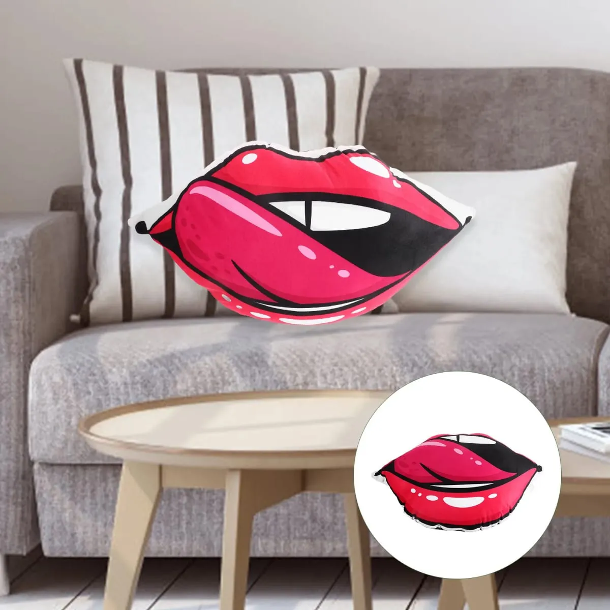 Red Lip Series Double-Sided Digital Print Lip Pillow Removable Cover Decorative Throw Pillow for Couch Bedroom Living Room