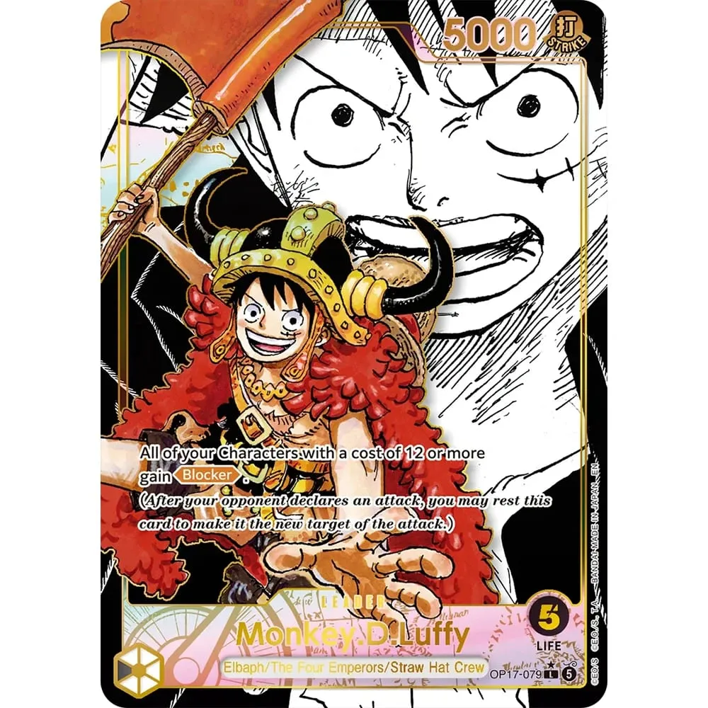 Collection Cards Monkey D. Luffy OP17-079 EN Shining Creativity Rare Holographic Embossed Textured Foil Cards