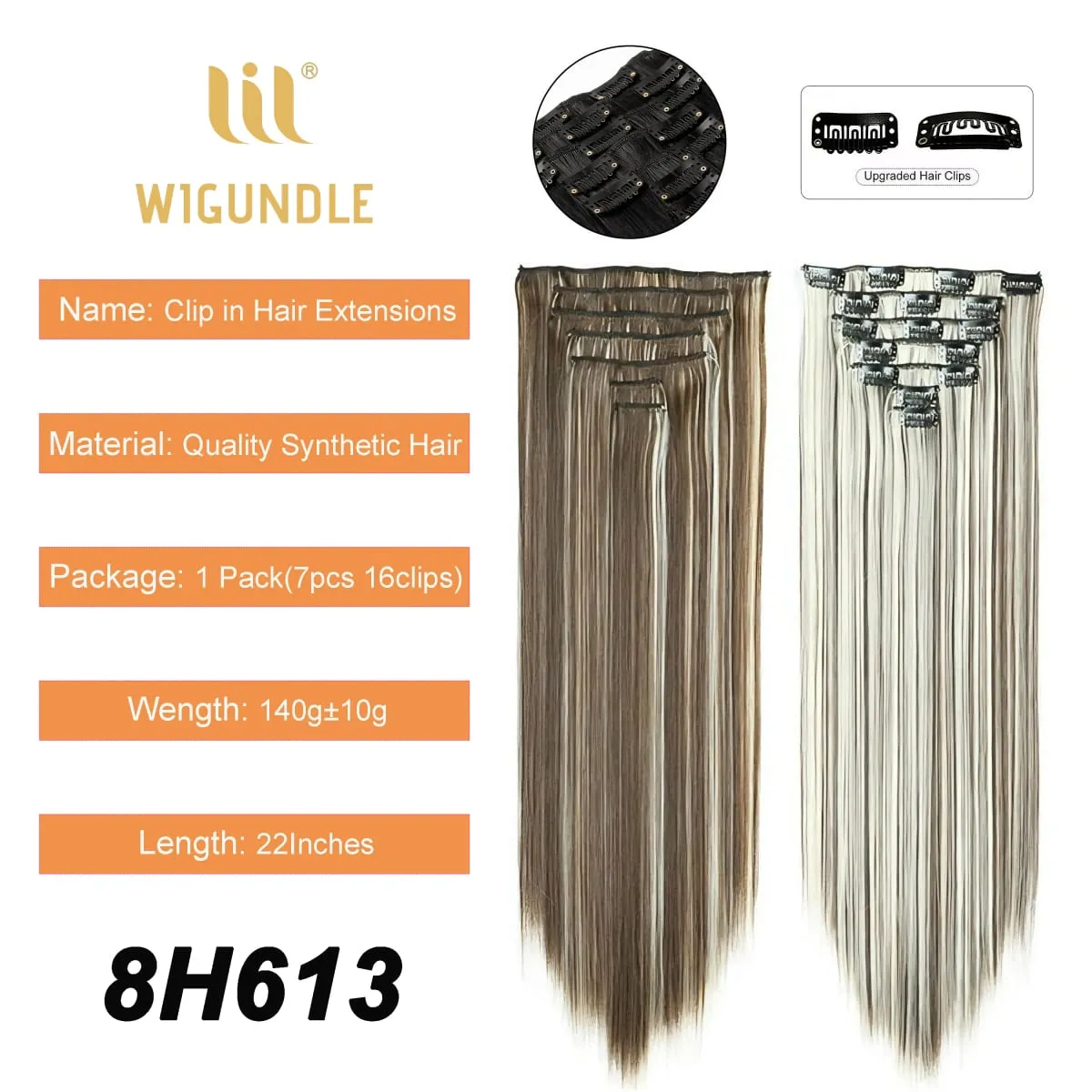 Clips In Hair Extension Long Straight Hair Pieces Clip In Hair Extension 22inches 7pcs/set Synthetic Fake Hair Pieces for Women — image 14