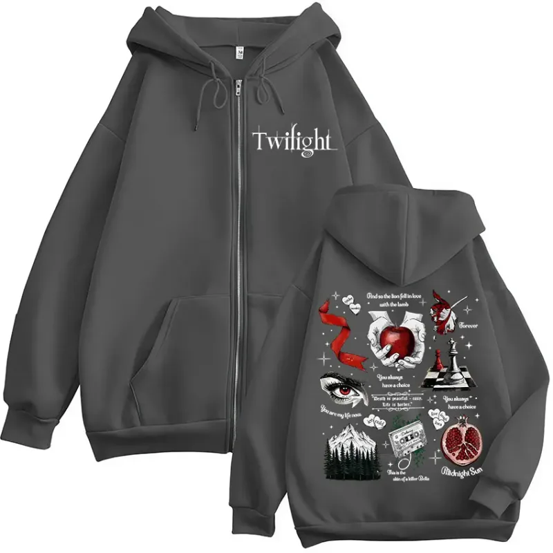 Twilight Vampire Wolf Romance Dragkedja Hoodies Edward Cullen Herr Damkläder Mode Fritidskläder Hip Hop Zip Up Huvtröjor — image 5