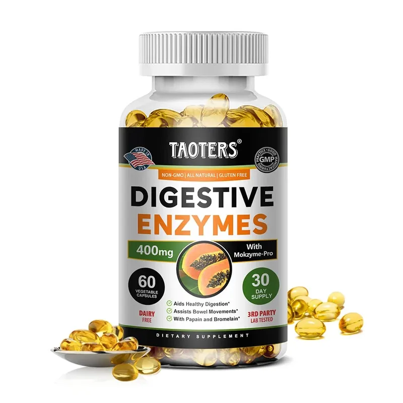 Suplemento de enzimas digestivas Cápsulas de enzimas digestivas para adultos, suporte benéfico do sistema imunológico para bactérias e digestão saudável
