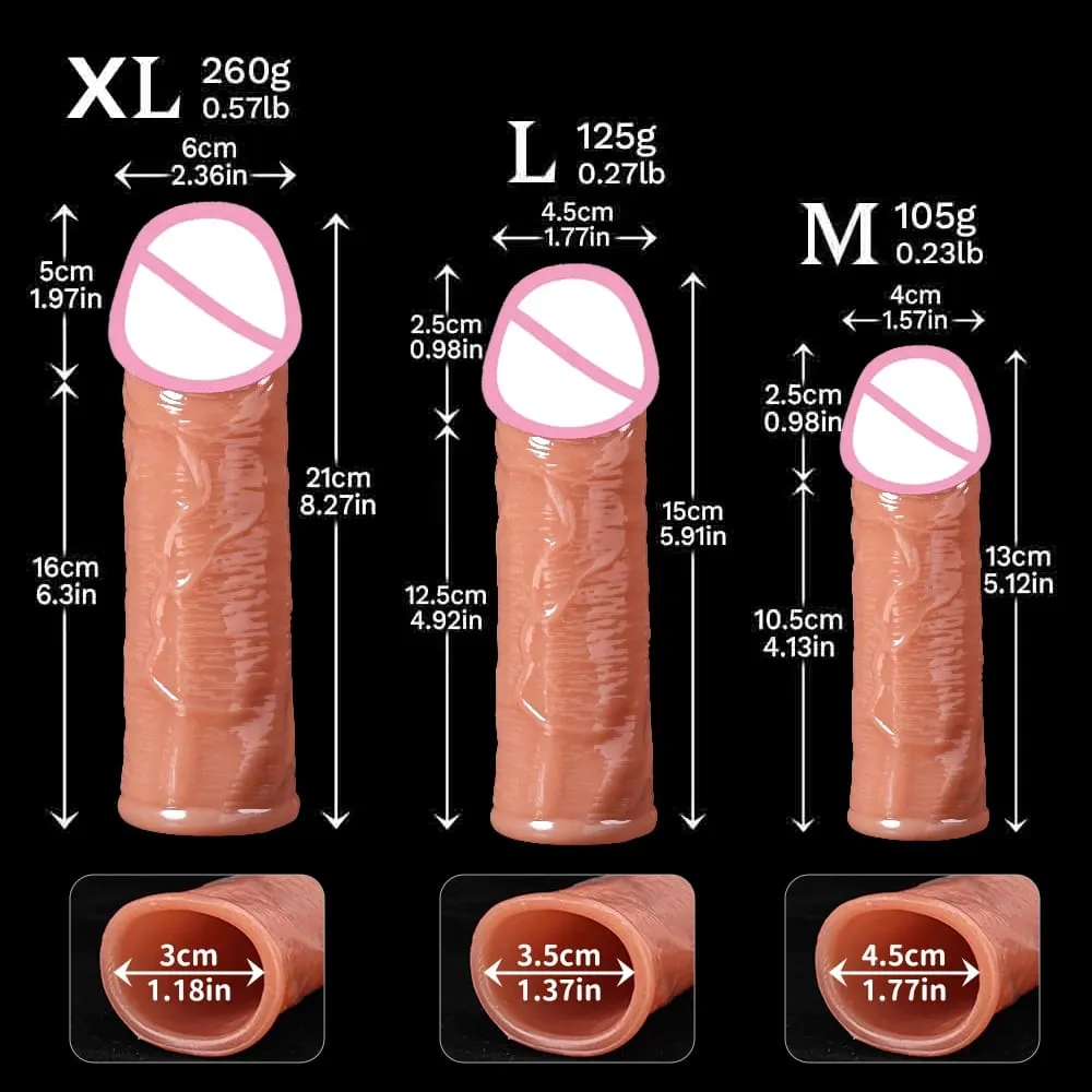 Penis Enlargement for Men Sleeve Cock Ring Delay Ejaculation Penis Extender Condom Lock Ring Sex Toys Artificial Penis Training — image 6