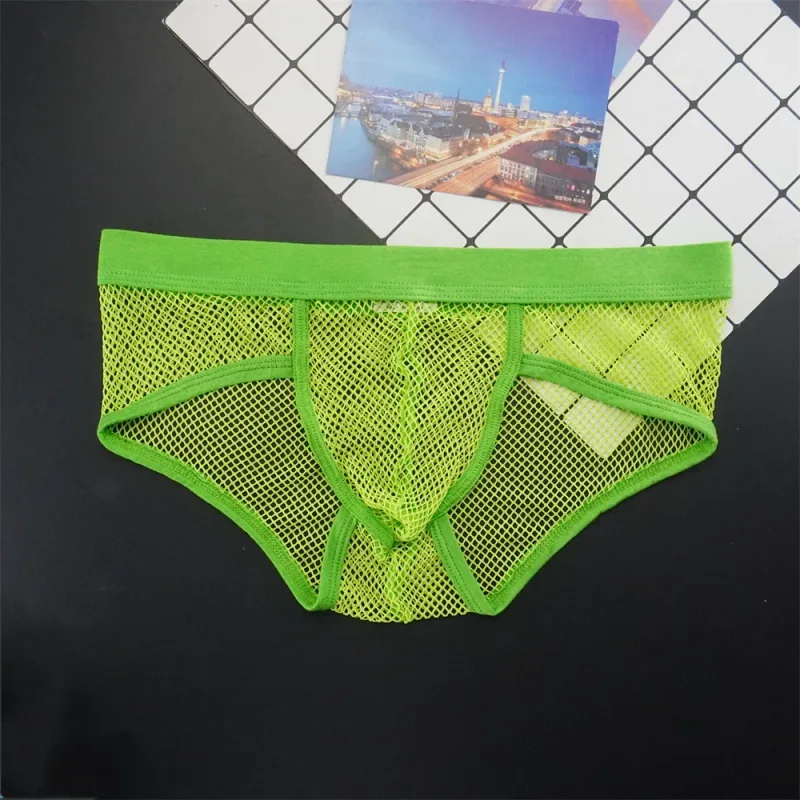 Plus Size Mesh Underwear Men Transparent Large Fishnet U Pouch Briefs Male Low Waist Solid Color Sexy Perspective Male Panties — image 19