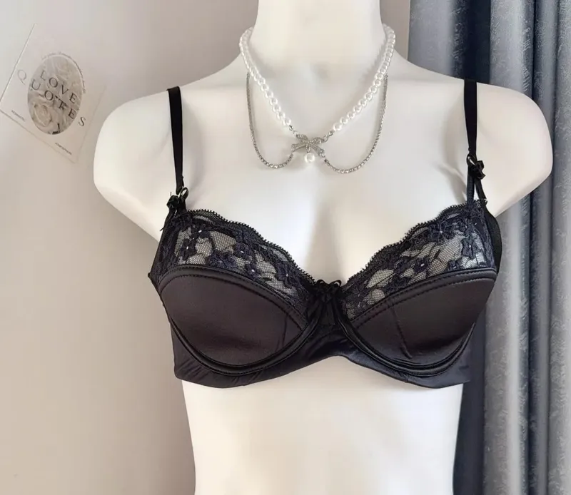 Popular Red Lace Minimizer Bra Set Ladies Half Cup Ultra Thin Big Bust Soft Support Bridal Party Honeymoon Night Out 32-38 Suit — image 13