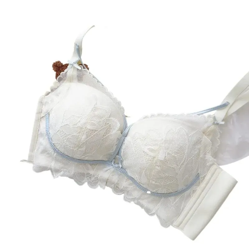 French Garden MOYISU Lace Bra Set 32-38 AB Wireless Thin Cup Push Up Anti Sag セクシー Support Lingerie Suitable Small Bust — image 2