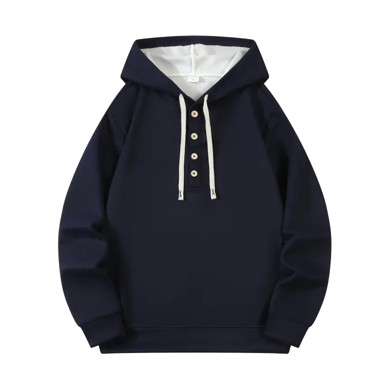 Four button hooded sweatshirt autumn winter men's new long sleeved hooded sweatshirt fashionable and casual men's sportswear, — image 9
