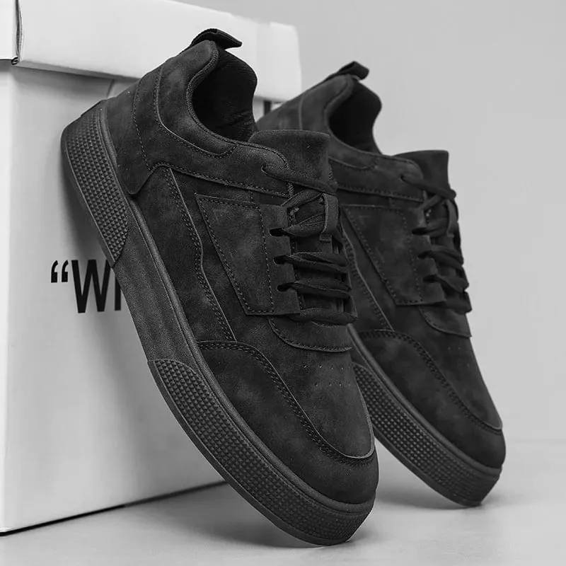 Men's Suede Casual Sneakers Low Top Lace-up Skateboard Shoes Fashion Breathable Streetwear Men's Flat Shoes — image 5
