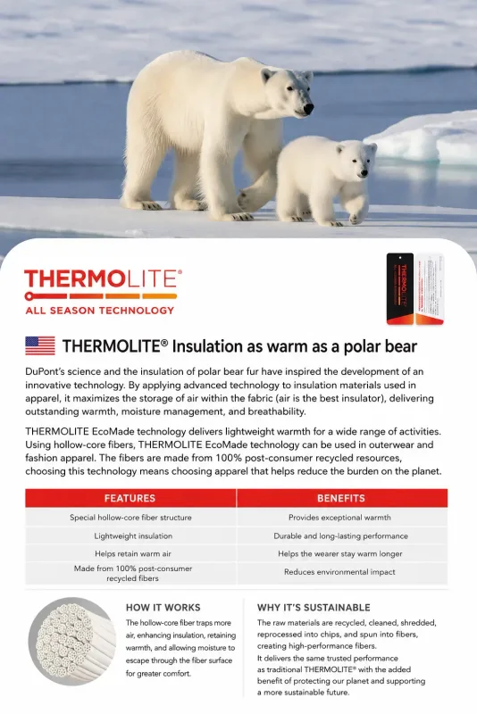 Moletom com capuz térmico Thermolite® para todas as estações unissex leve de secagem rápida moletom respirável de inverno camada intermediária — image 4