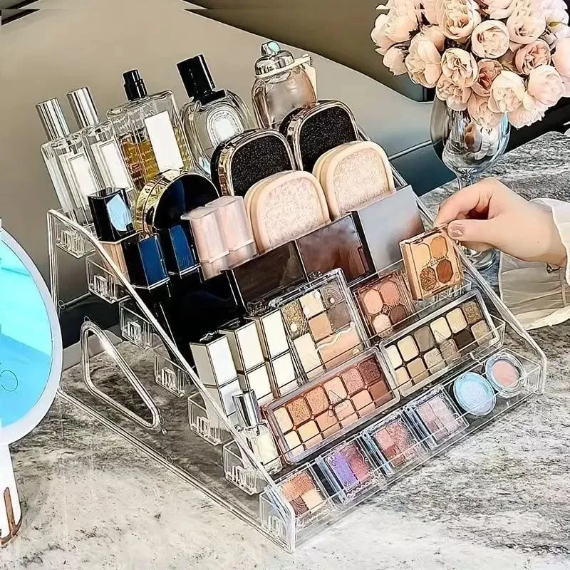 Transparent Cosmetic Organizer Display Case Multi-Layer Makeup Brushes Lipsticks Jewelry Hairpin Storage Rack Desktop Holder — image 2