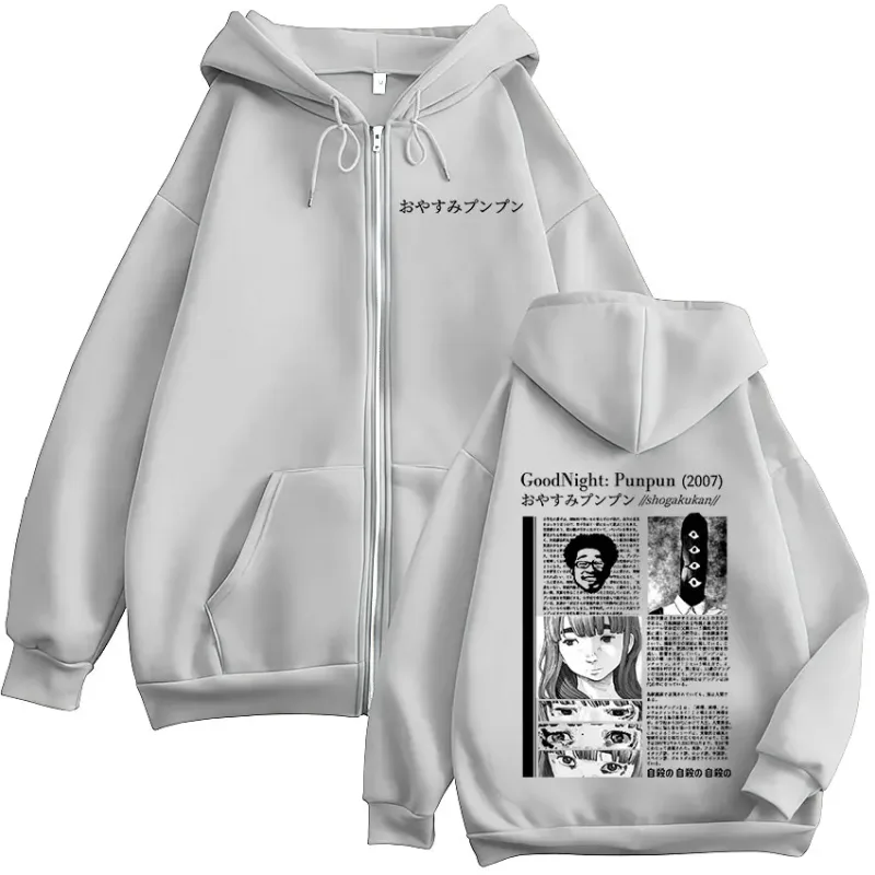 Oyasumi Goodnight Punpun Aiko Tanaka Manga Zipper Hoodies Men Women Clothing Fashion Oversized Zip Up Hooded Sweatshirts Jackets — image 7