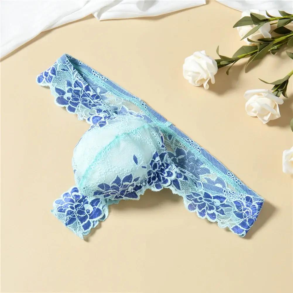 Men Floral Lace Thong Low Rise Elastic Waist G‑String Breathable See‑Through Floral Print Male Underwear Sexy Lingerie Panties — image 21