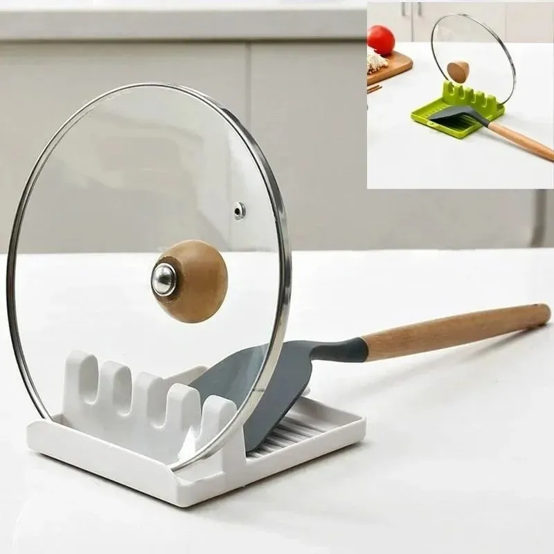 Supporto per coperchio per padella Supporta cucchiai Copri pentola Poggia spatola Supporto per utensili da cucina Utensili Accessori Organizzatore per fornelli — image 2