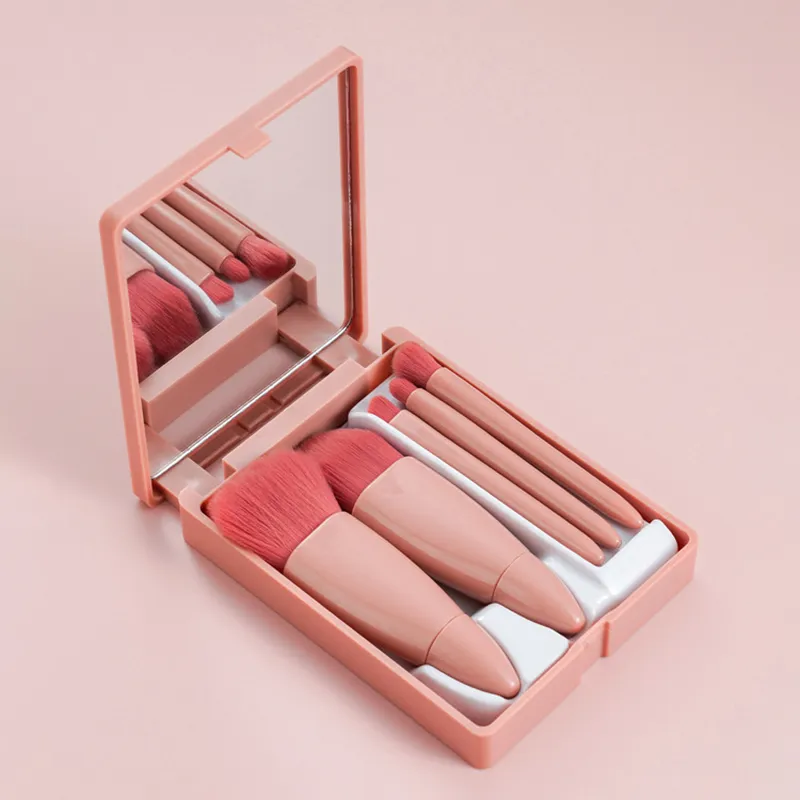 5pcs Travel Size Makeup Brushes Set Mini Makeup Brushes Small Complete Function Cosmetic Brushes Kit With Case And Mirror Perfe — image 6