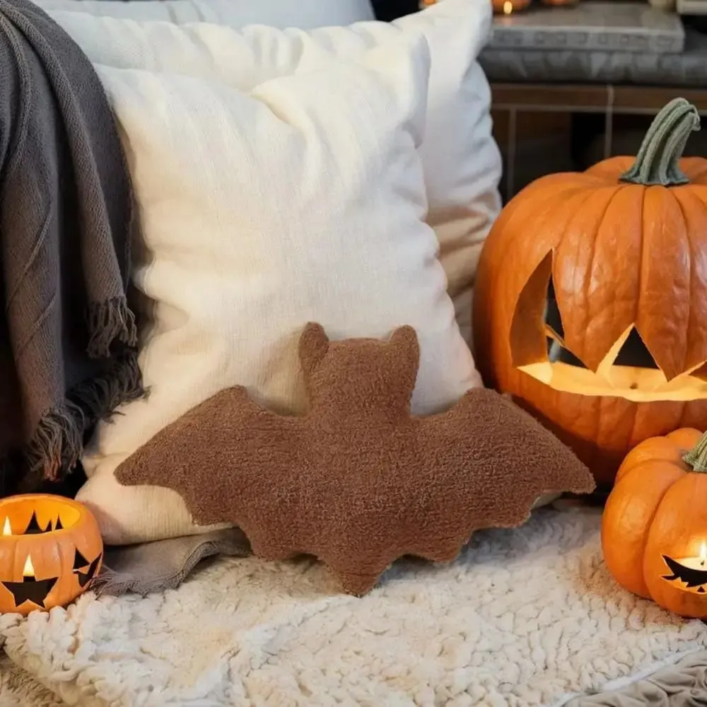 Material Bat Pillow Black White Brown Soft Fabric Bat Modeling Pillow Halloween Theme Gothic Bat Halloween Decoration — image 6