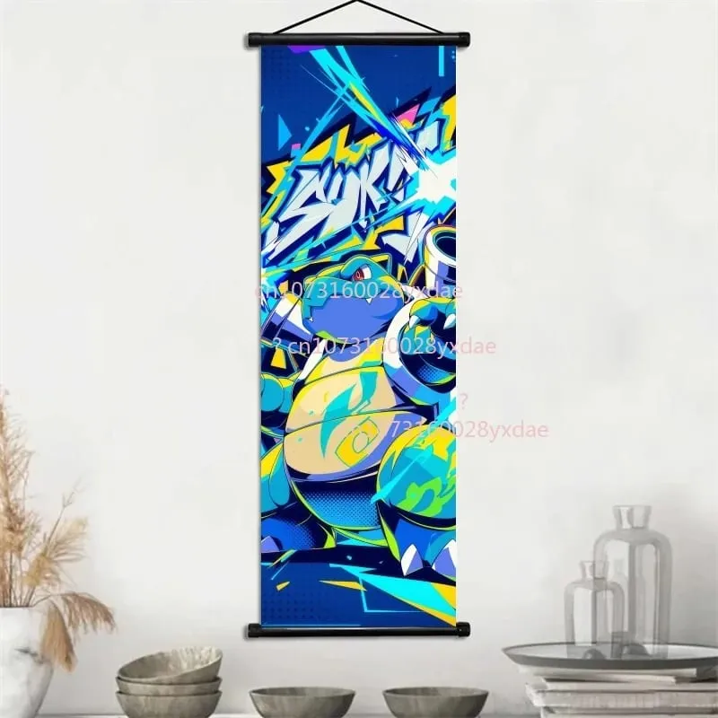 Anime Printed Pokemon Poster Cartoon Wall Artwork Gengar Squirtle Bulbasaur Pikachu Hanging Scroll Family Room Decoration — image 14
