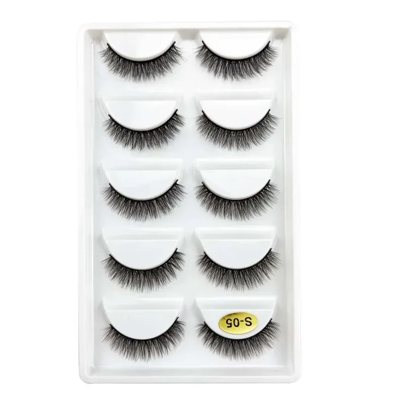 5 Pairs S03 Natural Looking 3D Mink Fake Eyelashes Makeup Tools Fluffy Style Water Mink Fur False Eyelashes for Eye Makeup — image 11