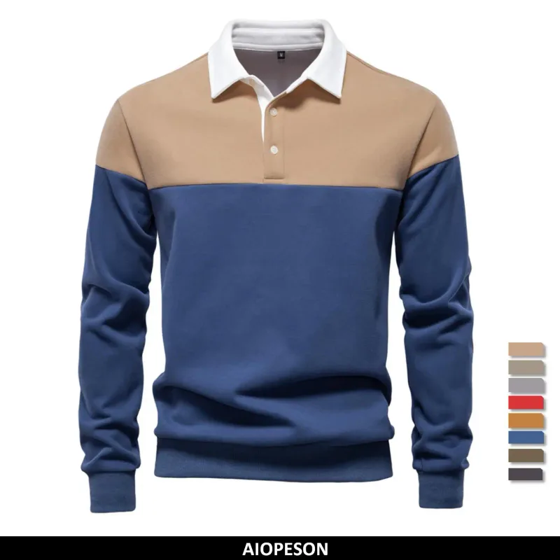 Nova primavera masculina com capuz de mistura de algodão em bloco colorido para negócios estilo casual moletom de manga comprida — image 24
