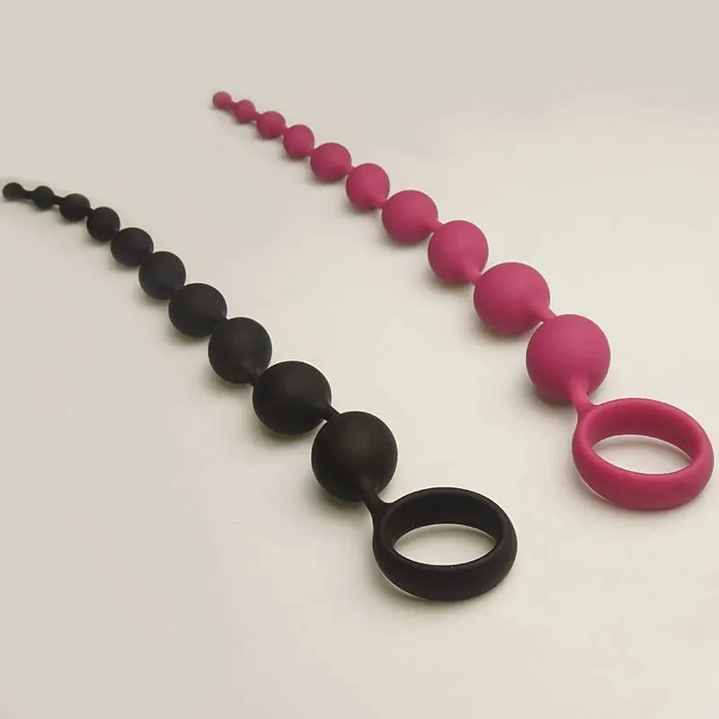Silicone Anal Beads Sex Toys 10 Increasing Size Balls Anus Butt Plug Analplug Buttplug Butplug With Easy Pull Loop Handle — image 1