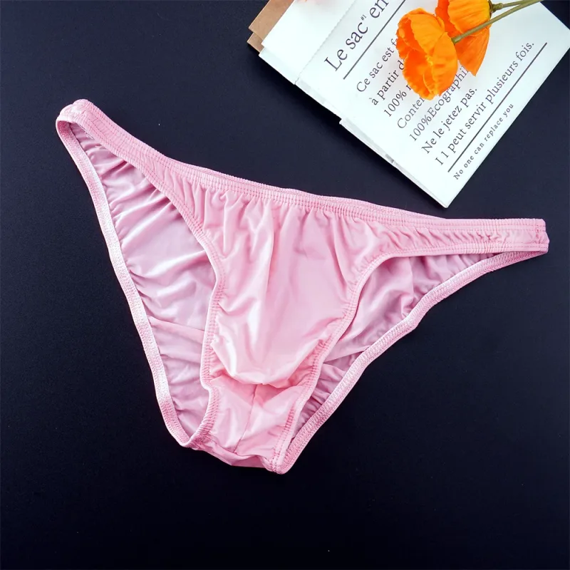 Homem cor sólida gelo seda sem costura cuecas cintura baixa u convexo calcinha masculina ultra-fino roupa interior elástica secagem rápida respiração calcinha — image 18