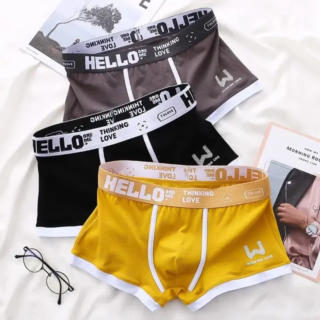 1Pcs Men Cotton Boxer Shorts Panties Underwear3 Kulay L XL 2XL 3XL Soft Letter Belt Breathable Soft Fashion Sports — image 7