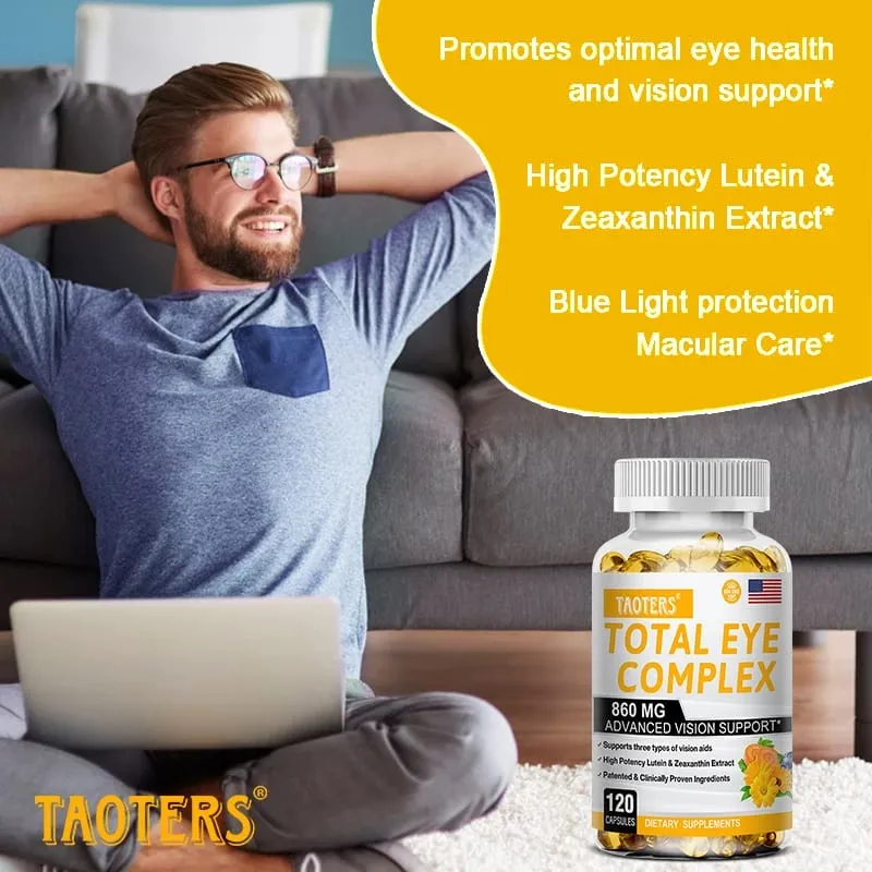 Cápsulas para os olhos de luteína 860 mg - Contém extrato de mirtilo de zeaxantina e vitaminas para os olhos com suplemento de vitamina A para promover uma visão saudável — image 3