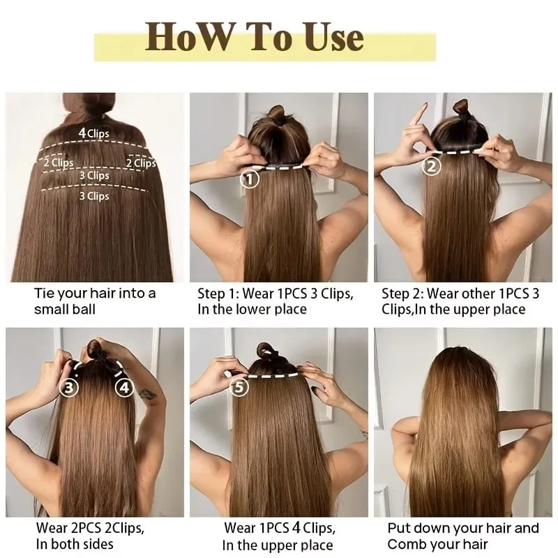 24Inch Synthetic 6pcs/set Long Straight Hair Extension Increasing Volume Extending Soft Comfortable Hairpiece for Women — image 6
