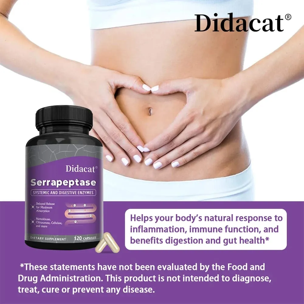 Serrapeptase 45 000 SPU Supports Sinus Health Joint Health Support Gut Health Non-GMO Gluten Free 120 Vegan Capsules — image 5