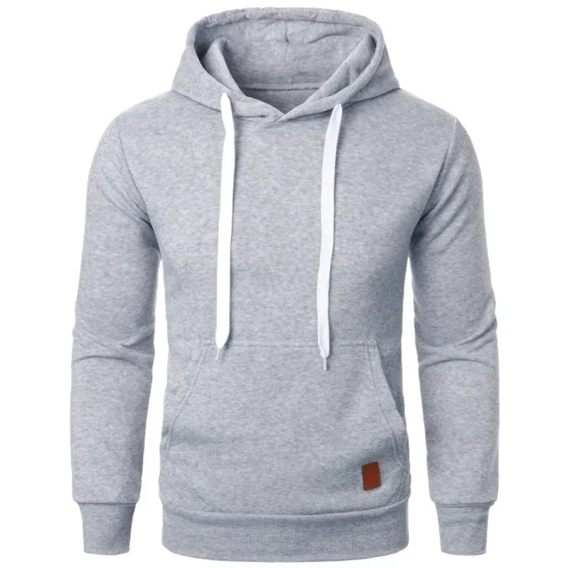 Masculino casual gola com capuz cordão hoodies moletom camisas de manga longa ao ar livre streetwear cor sólida pulôver leve — image 11