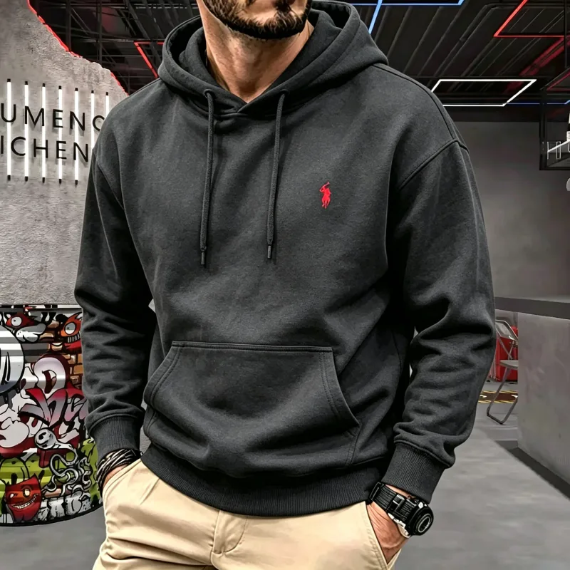 Haut de gamme pour hommes à capuche à manches longues 2026 automne-hiver luxueux à la mode cheval broderie haut de golf sweat à capuche décontracté vêtements pour hommes — image 5